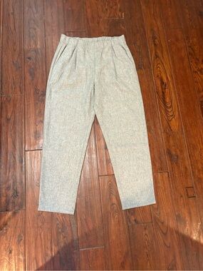 Eileen Fisher Light Gray Cropped Elastic-Waist Pants